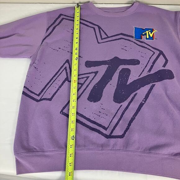 MTV Large Front Hit Logo Graphic Crewneck Sweatshirt Purple Size XXL 2XL - Picture 6 of 8